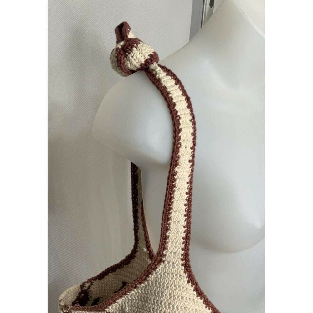 REINDEER Crocket Knit Unusual Boho Western Bucket Shoulder Bag Rare Handmade - Picture 3 of 6